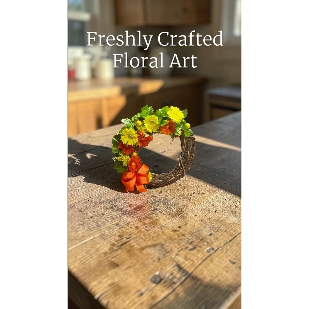 Colorful Handmade Spring Wreath: Faux Floral Door Accent